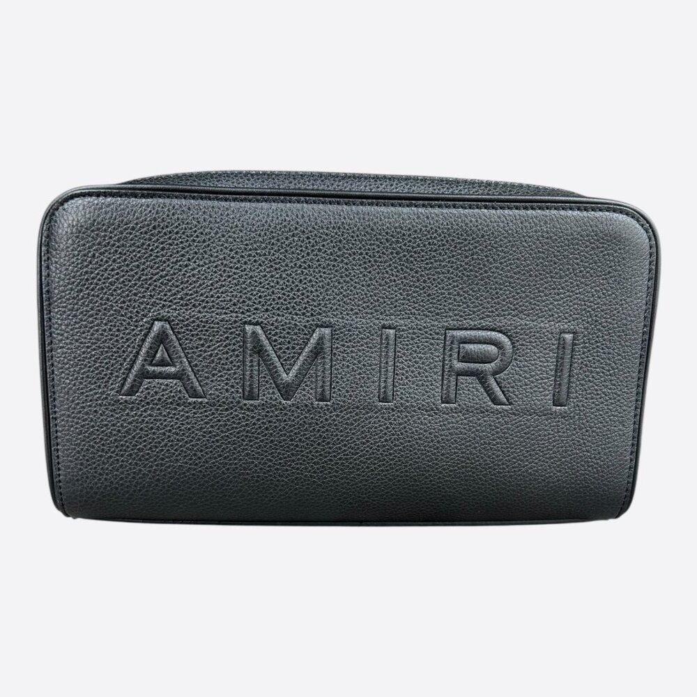 Amiri Black Embossed Logo Leather Dopp Kit